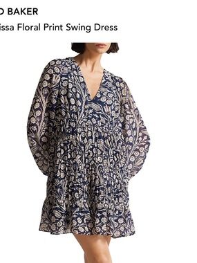 TED BAKER LONDON Tarissa Tiered Long Sleeve Mini Dress NEW Size :6-8